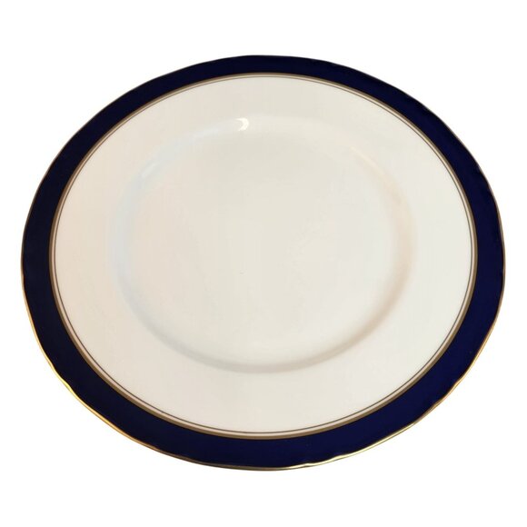 Royal Worcester, Made In England Other - Royal Worcester Cavendish Blue Bone China Dinner Plate Gold Trim 1981 Made In En